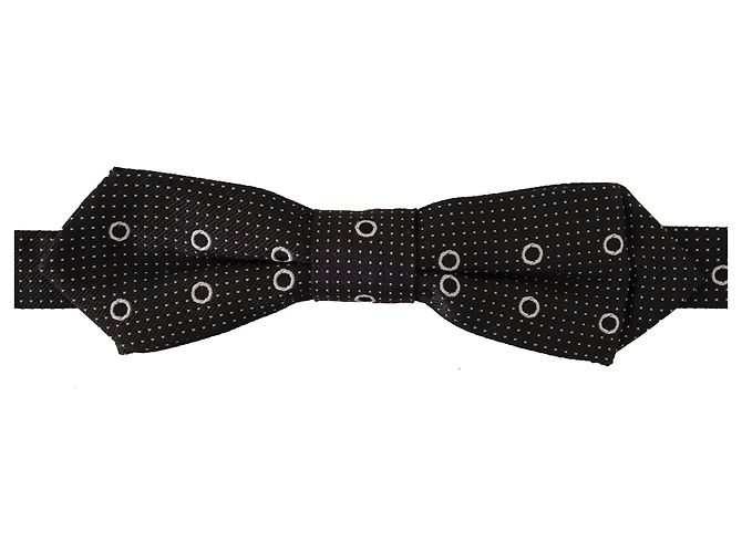 Dolce & Gabbana Cravatta a Farfalla in % Seta a Pois Bianchi Grigio Scuro - vista 6