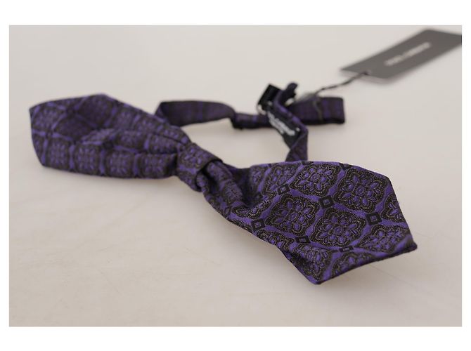 Dolce & Gabbana Cravatta a Farfalla Regolabile in Seta Geometrica Blu - vista 2