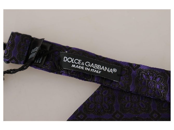 Dolce & Gabbana Cravatta a Farfalla Regolabile in Seta Geometrica Blu - vista 3