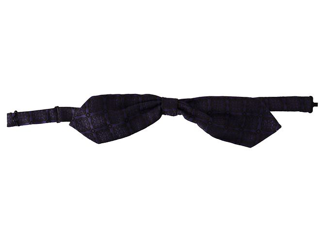 Dolce & Gabbana Cravatta a Farfalla Regolabile in Seta Geometrica Blu - vista 5