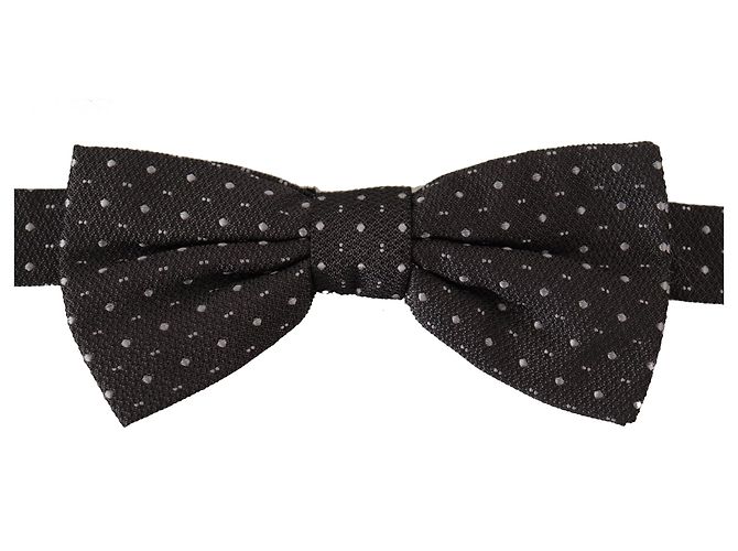 Dolce & Gabbana Cravatta a Farfalla in % Seta a Pois Grigio Scuro - vista 2