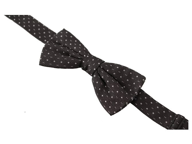 Dolce & Gabbana Cravatta a Farfalla in % Seta a Pois Grigio Scuro - vista 3