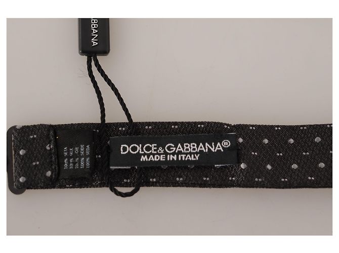 Dolce & Gabbana Cravatta a Farfalla in % Seta a Pois Grigio Scuro - vista 5