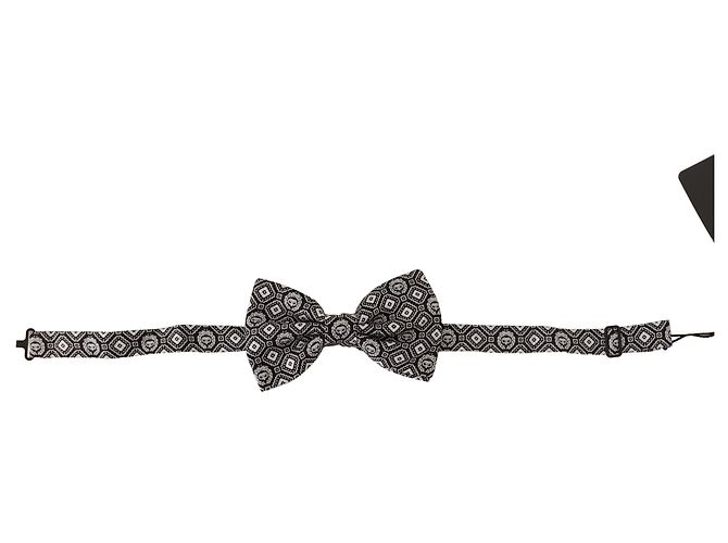 Dolce & Gabbana Cravatta a farfalla regolabile in % seta bianco e nero - vista 2