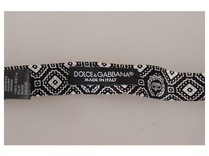 Dolce & Gabbana Cravatta a farfalla regolabile in % seta bianco e nero - vista 4