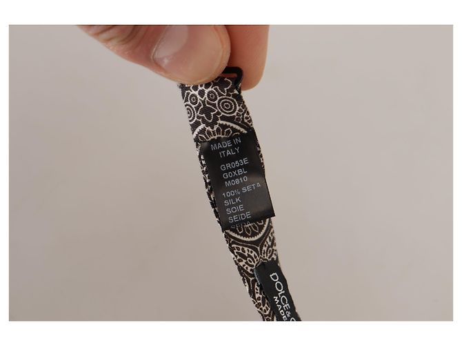 Dolce & Gabbana Cravatta Papillon in % Seta Regolabile Bianco e Nero - vista 4