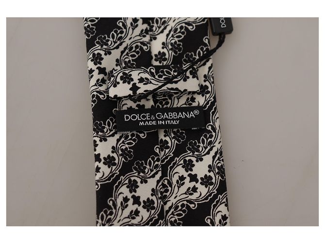 Dolce & Gabbana Cravatta accessorio regolabile con stampa floreale bianco e nero in % seta - vista 3