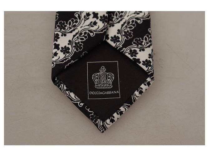 Dolce & Gabbana Cravatta accessorio regolabile con stampa floreale bianco e nero in % seta - vista 4