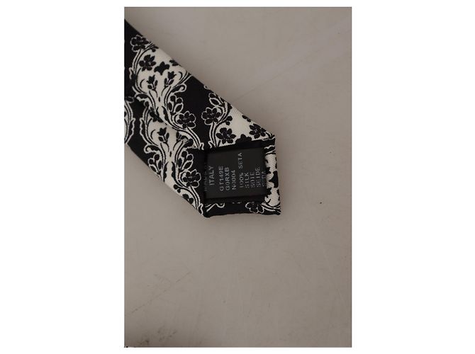 Dolce & Gabbana Cravatta accessorio regolabile con stampa floreale bianco e nero in % seta - vista 5