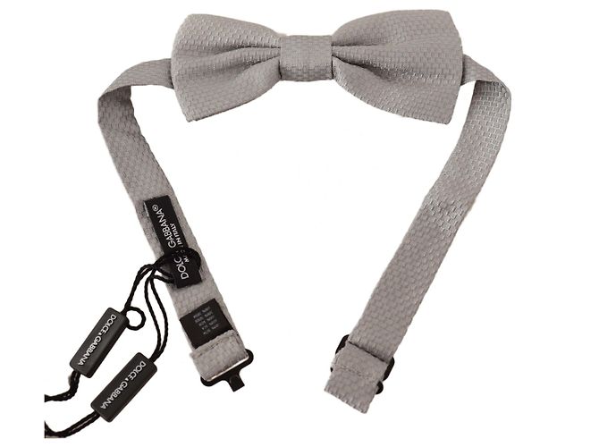 Dolce & Gabbana Papillon regolabile in seta Grigio Argento - vista 2