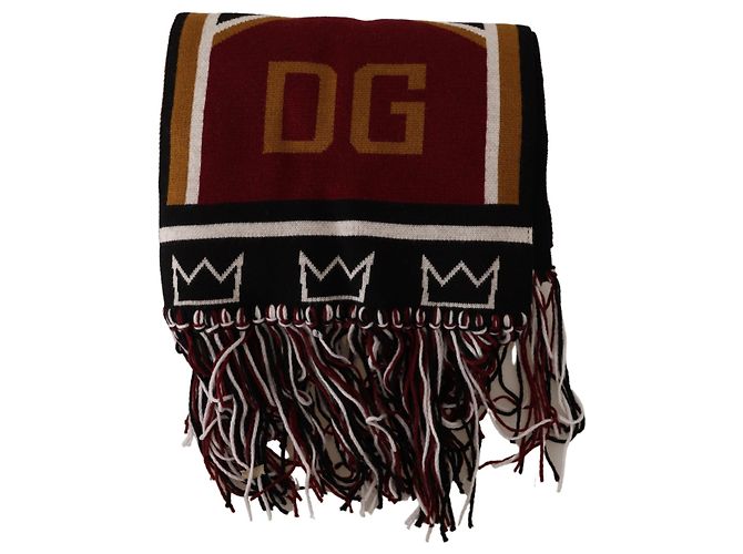 Dolce & Gabbana Sciarpa Scialle DG King in maglia di lana multicolore - vista 3