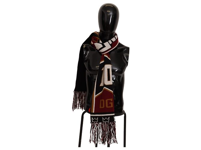Dolce & Gabbana Sciarpa Scialle DG King in maglia di lana multicolore - vista 5