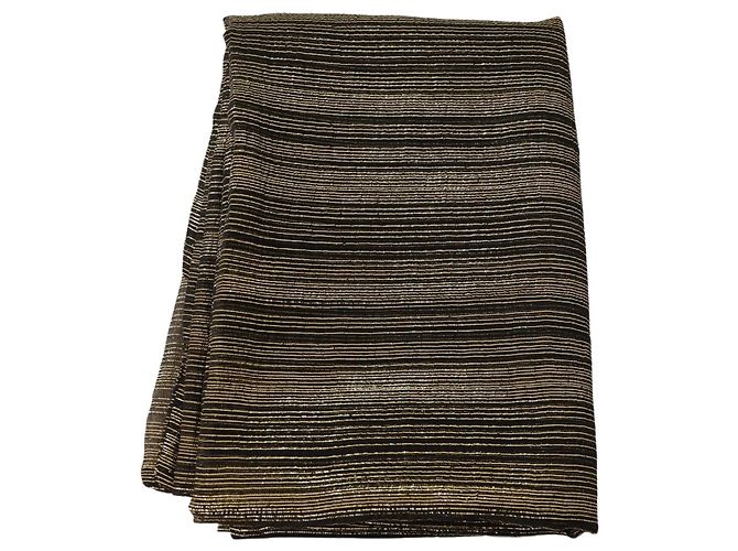 Dolce & Gabbana Sciarpa Stola Elasticizzata in Seta Oro Metallizzato - vista 3