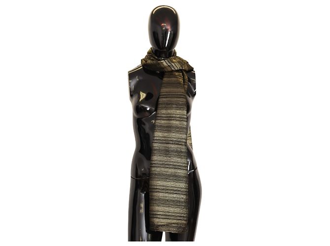 Dolce & Gabbana Sciarpa Stola Elasticizzata in Seta Oro Metallizzato - vista 4