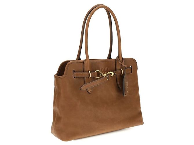 Miu Miu Borsa a tracolla Bos Taurus in pelle di vitello marrone - vista 2