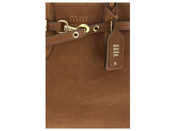 Miu Miu Borsa a tracolla Bos Taurus in pelle di vitello marrone - vista 4