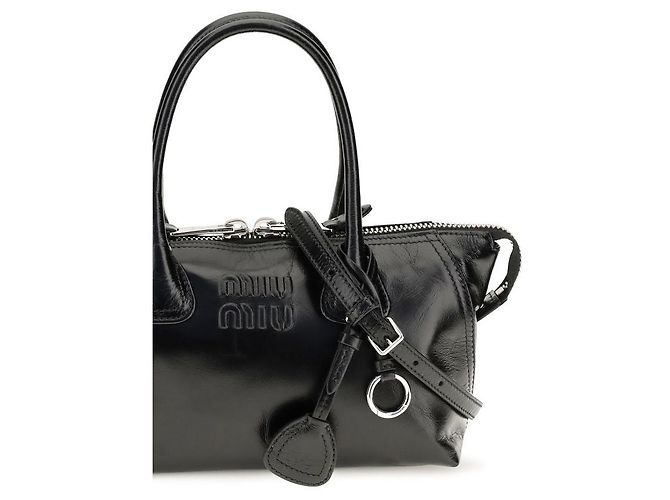 Miu Miu Borsa Bos Taurus in pelle di vitello nera - vista 4