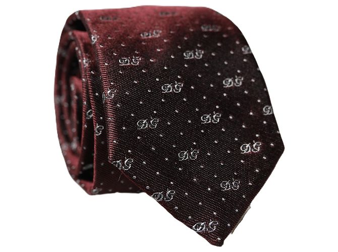 Dolce & Gabbana Cravatta regolabile da uomo in seta monogram logo bordeaux - vista 2