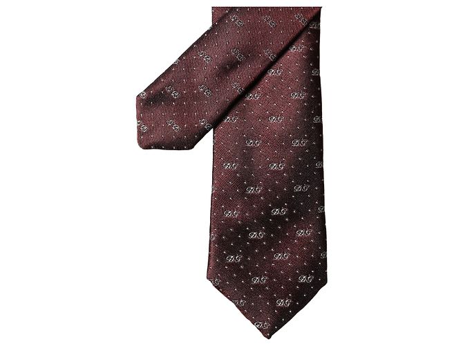 Dolce & Gabbana Cravatta regolabile da uomo in seta monogram logo bordeaux - vista 4
