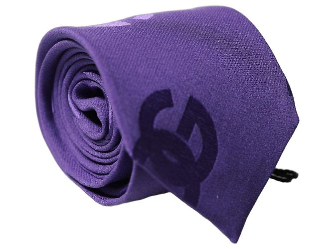 Dolce & Gabbana Cravatta regolabile da uomo in seta monogramma logo DG viola - vista 3