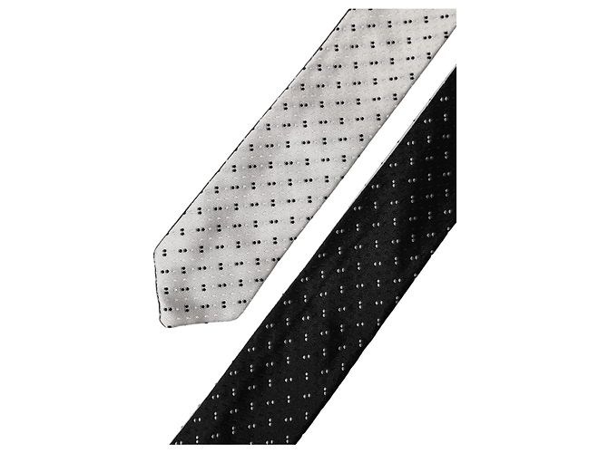 Dolce & Gabbana White Black Patterned Silk Adjustable Men Necktie Tie - view 4