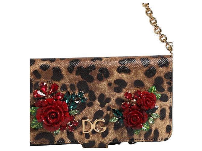 Dolce & Gabbana Custodia Flip Cover Brown Leopard Crystal per iPhone X - XS - vista 7