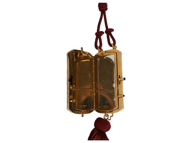 Dolce & Gabbana Mini beauty case con specchio e nappina in pelle esotica rosa - vista 4