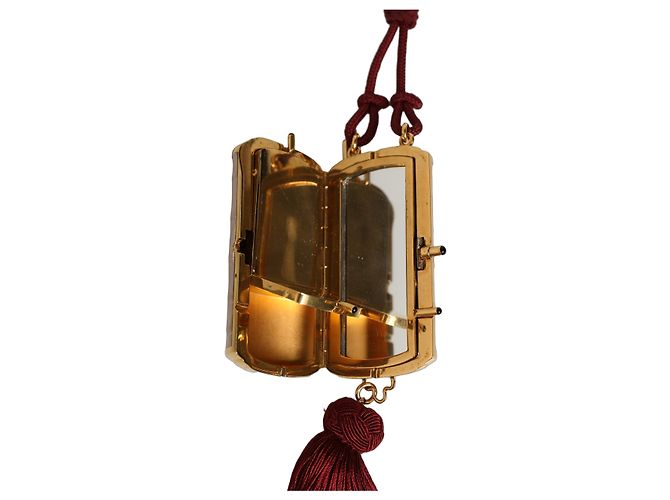 Dolce & Gabbana Mini beauty case con specchio e nappina in pelle esotica rosa - vista 6