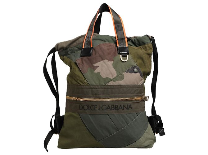 Dolce & Gabbana Zaino Rucksack patchwork verde militare Borsa uomo - vista 2
