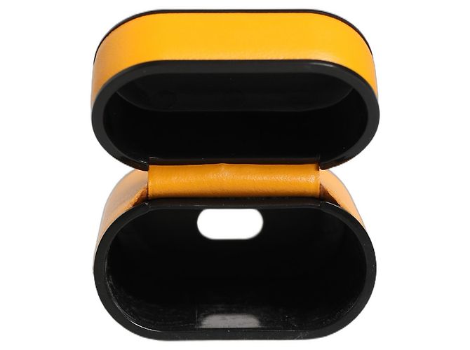 Dolce & Gabbana Capa Airpods com aba e alça em couro de bezerro amarelo com logo - vista 2