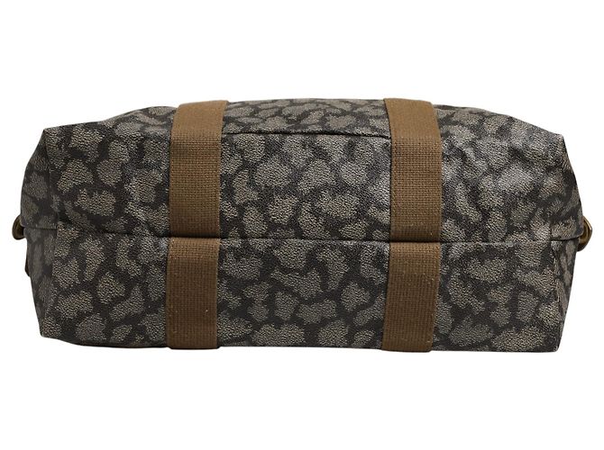 Autre Marque Borsa Duffel in Tela con Motivo Verde e Marrone - vista 6