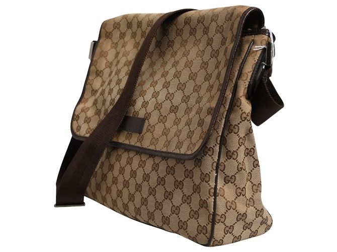 Gucci Borsa a tracolla con patta in tela GG - vista 2