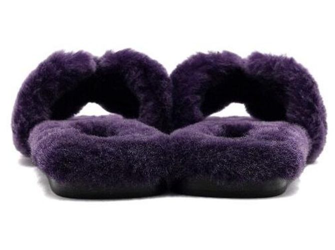 Hermès Sandali pantofole in shearling viola - vista 5