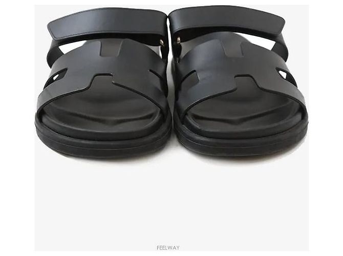 Hermès Sandali Chypre in pelle di vitello Noir Black - vista 2