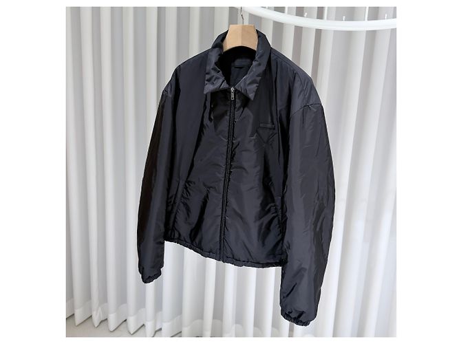 Prada Triangle Logo Nylon Bomber Jacket Black - view 2