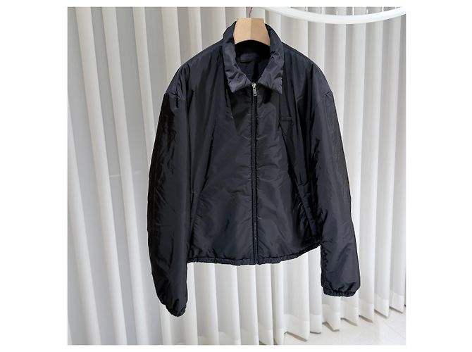Prada Triangle Logo Nylon Bomber Jacket Black - view 3