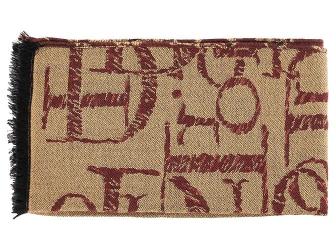 DIOR - Sciarpa Dior in lana bordeaux e beige - vista 2