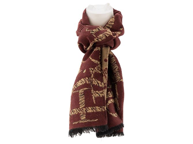 DIOR - Sciarpa Dior in lana bordeaux e beige - vista 3