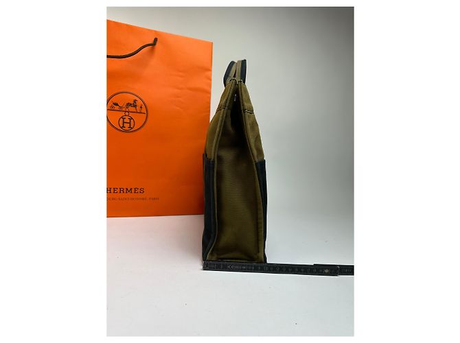 Borsa Tote Vintage Hermès Troca Canvas Fine anni 1990 Olive Black - vista 11