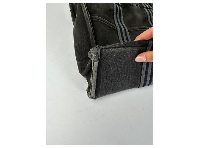 Tote vintage Hermès Canvas Nero Grigio Argento - vista 10