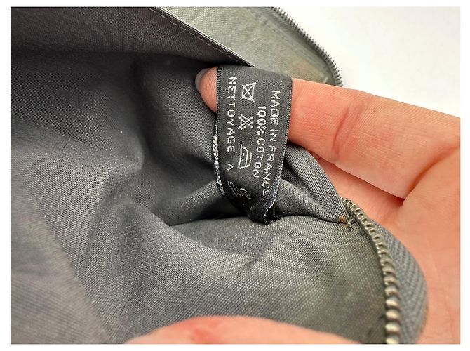 Vintage Hermès Canvas Zip Wallet Tan Grey Black Silver - Ansicht 4