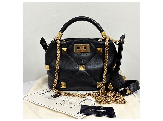 Valentino Borsa Tote e borsa a tracolla Roman Stud Nera - vista 7