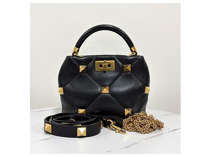 Valentino Borsa Tote e borsa a tracolla Roman Stud Nera - vista 9