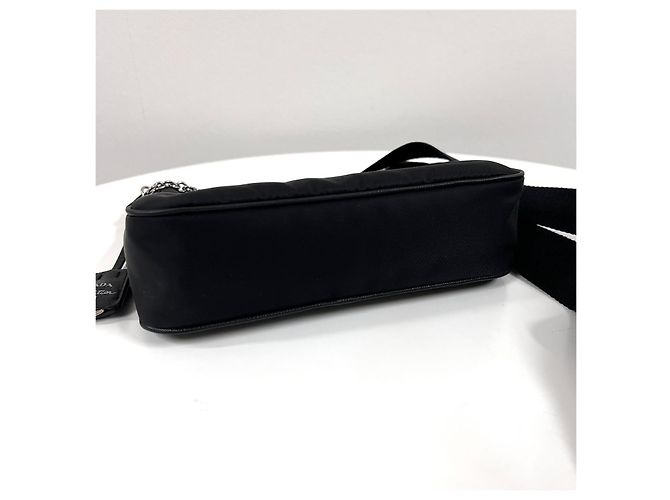 Prada Borsa Hobo Crossbody in Nylon Multi Tessuto Nera - vista 10