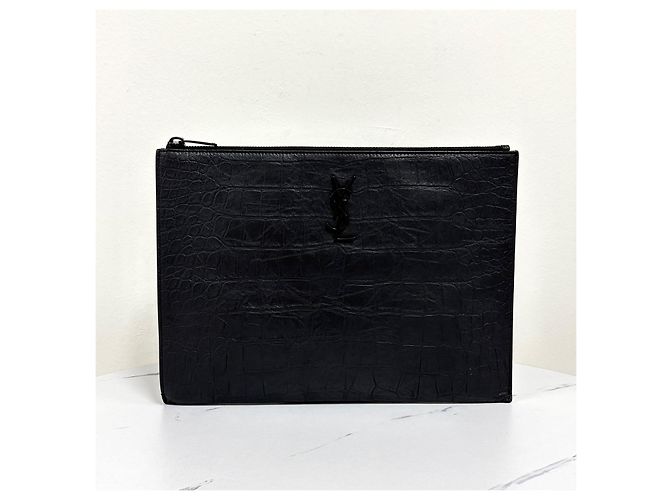 Autre Marque Clutch in pelle Monogram Nero - vista 4