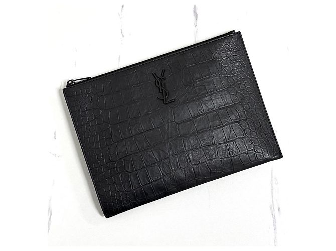 Autre Marque Clutch in pelle Monogram Nero - vista 5