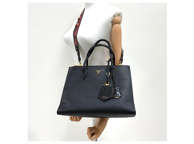 Prada Borsa Tote Saffiano Paradigm Borsa a Tracolla Nera - vista 3