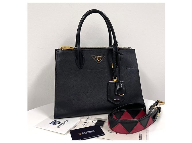 Prada Borsa Tote Saffiano Paradigm Borsa a Tracolla Nera - vista 4