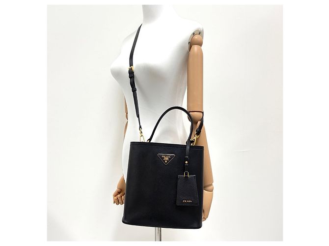 Prada Borsa Tote Pannier in Saffiano Borsa a Tracolla Nero - vista 3