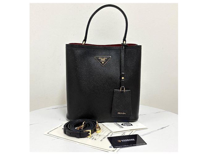 Prada Borsa Tote Pannier in Saffiano Borsa a Tracolla Nero - vista 4